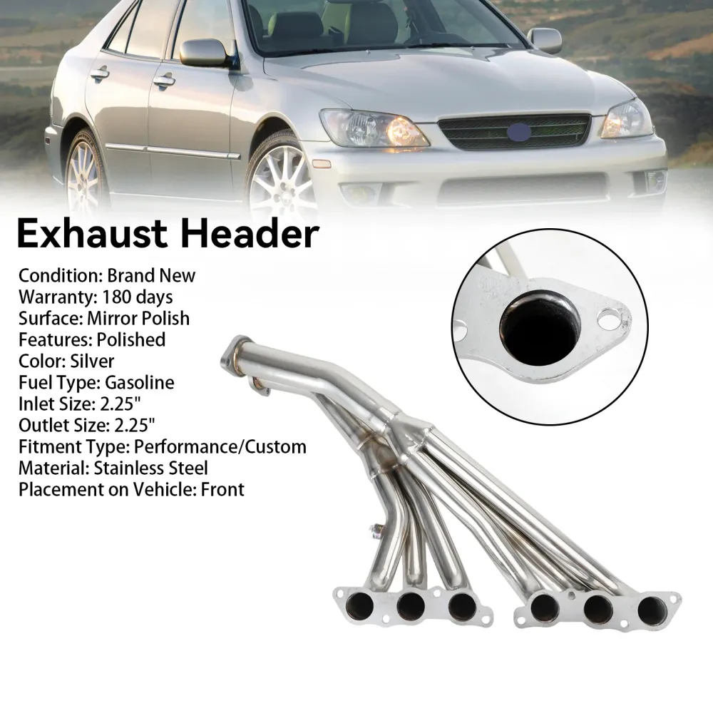 Rustfrie overskrifter eksos passform Lexus IS300 2001-2005 Altezza XE10 3.0L L6 2JZ-GE