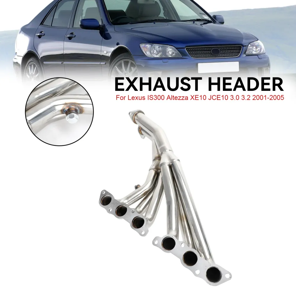 Rustfrie overskrifter eksos passform Lexus IS300 2001-2005 Altezza XE10 3.0L L6 2JZ-GE