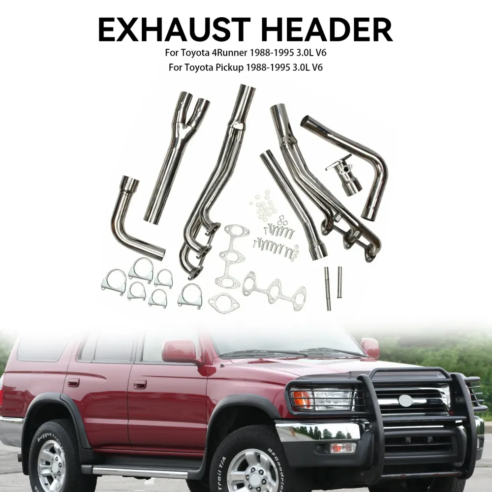 Rustfritt eksosmanifoldoverskrifter Fit Toyota 4Runner Pickup 1988-1995 3.0L V6