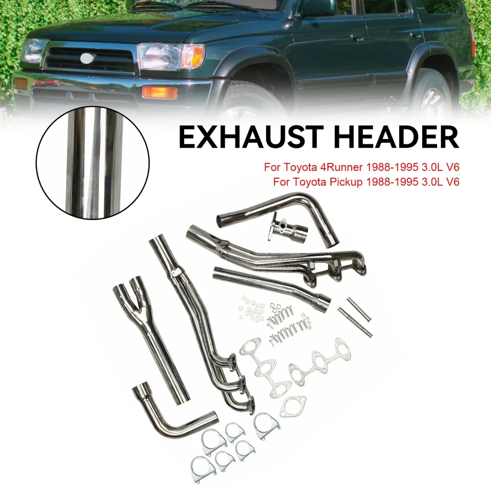 Rustfritt eksosmanifoldoverskrifter Fit Toyota 4Runner Pickup 1988-1995 3.0L V6