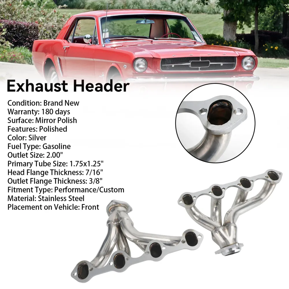 Rustfritt Hugger Eksosoverskrifter passer Ford Short Block Windsor 289 302 351