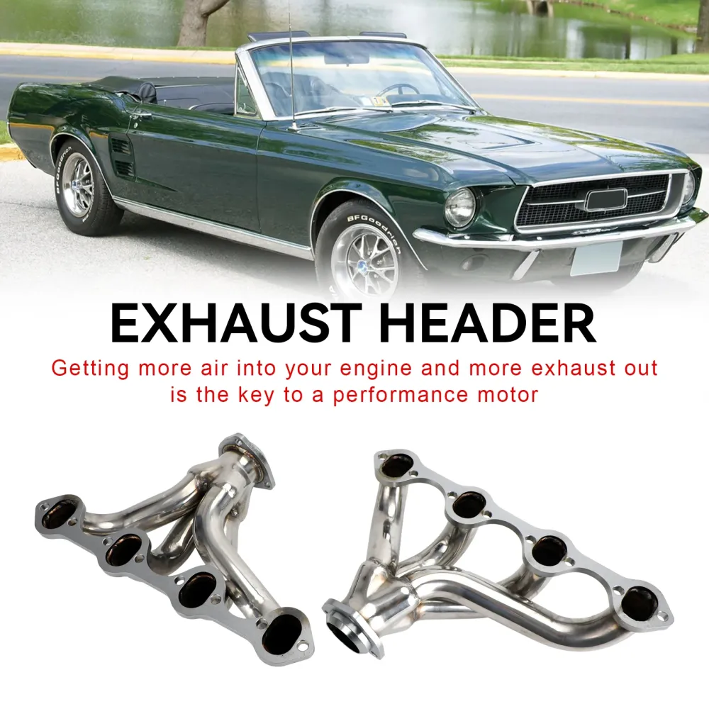 Rustfritt Hugger Eksosoverskrifter passer Ford Short Block Windsor 289 302 351