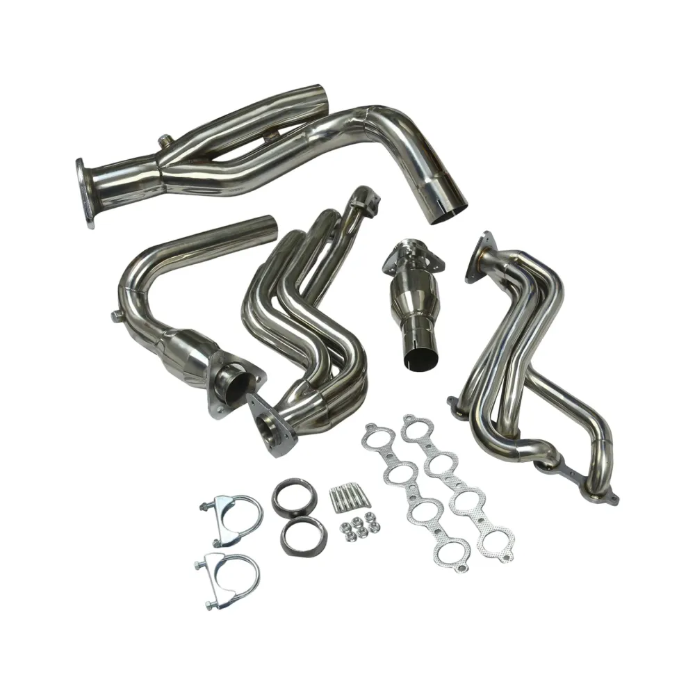 Rustfritt manifoldoverskrift eksos passform GMC Fit Chevy GMT800 V8 Motor m/y-pipe