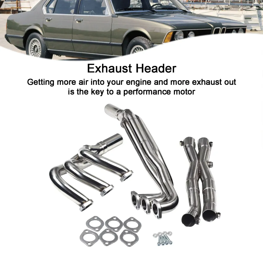 Rustfritt stål eksosmanifoldoverskrift Fit BMW E30 320i 323i 325i 325ix 1988-1993