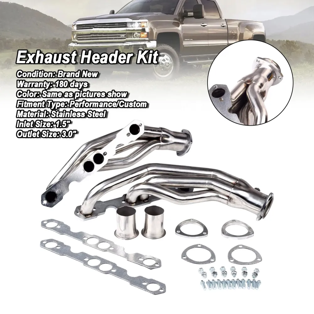 Rustfritt stål eksosoverskrifter Fit Chevy Fit GMC 5.0L/5.7L 305 350 V8 88-97