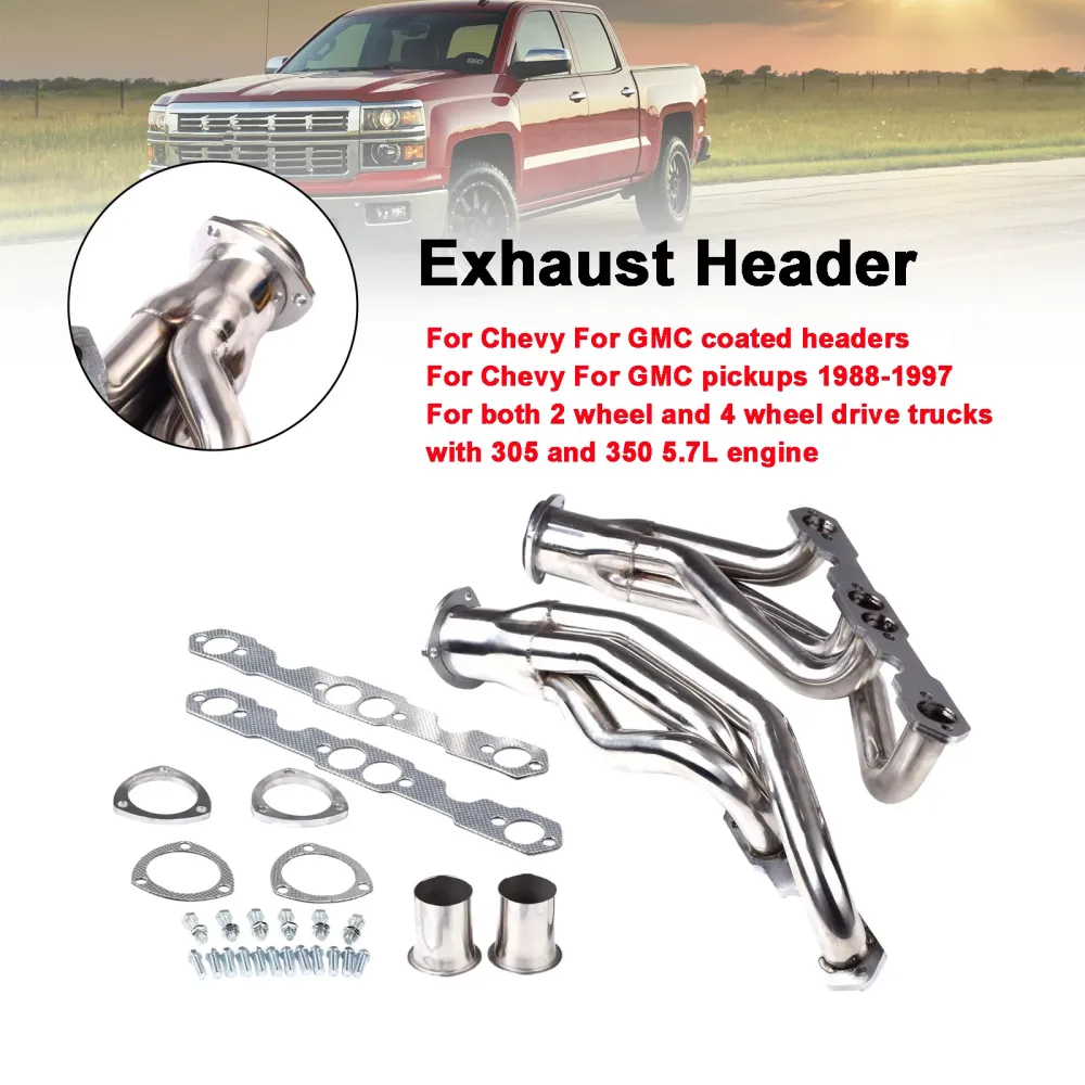 Rustfritt stål eksosoverskrifter Fit Chevy Fit GMC 5.0L/5.7L 305 350 V8 88-97