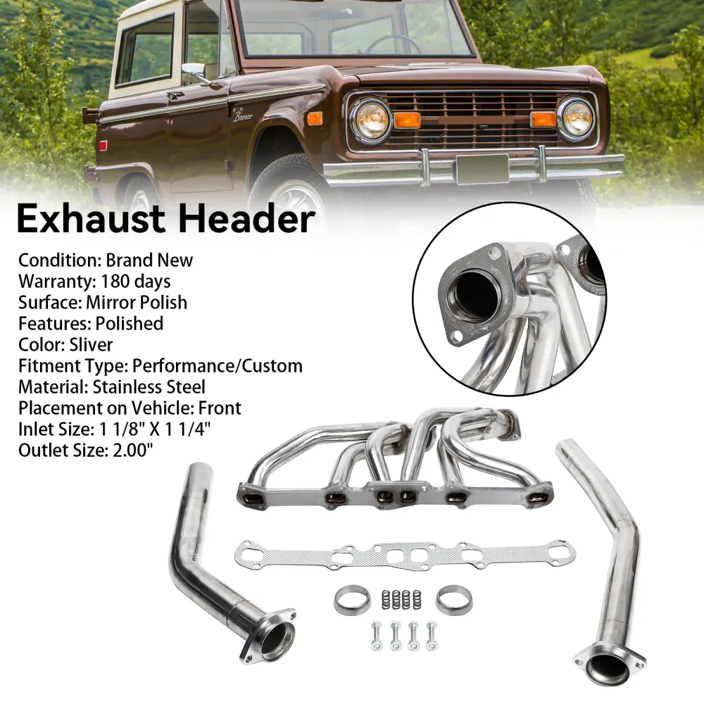Rustfritt stål eksosoverskrifter passer Ford Mustang Fit Mercury 144/170/200/250