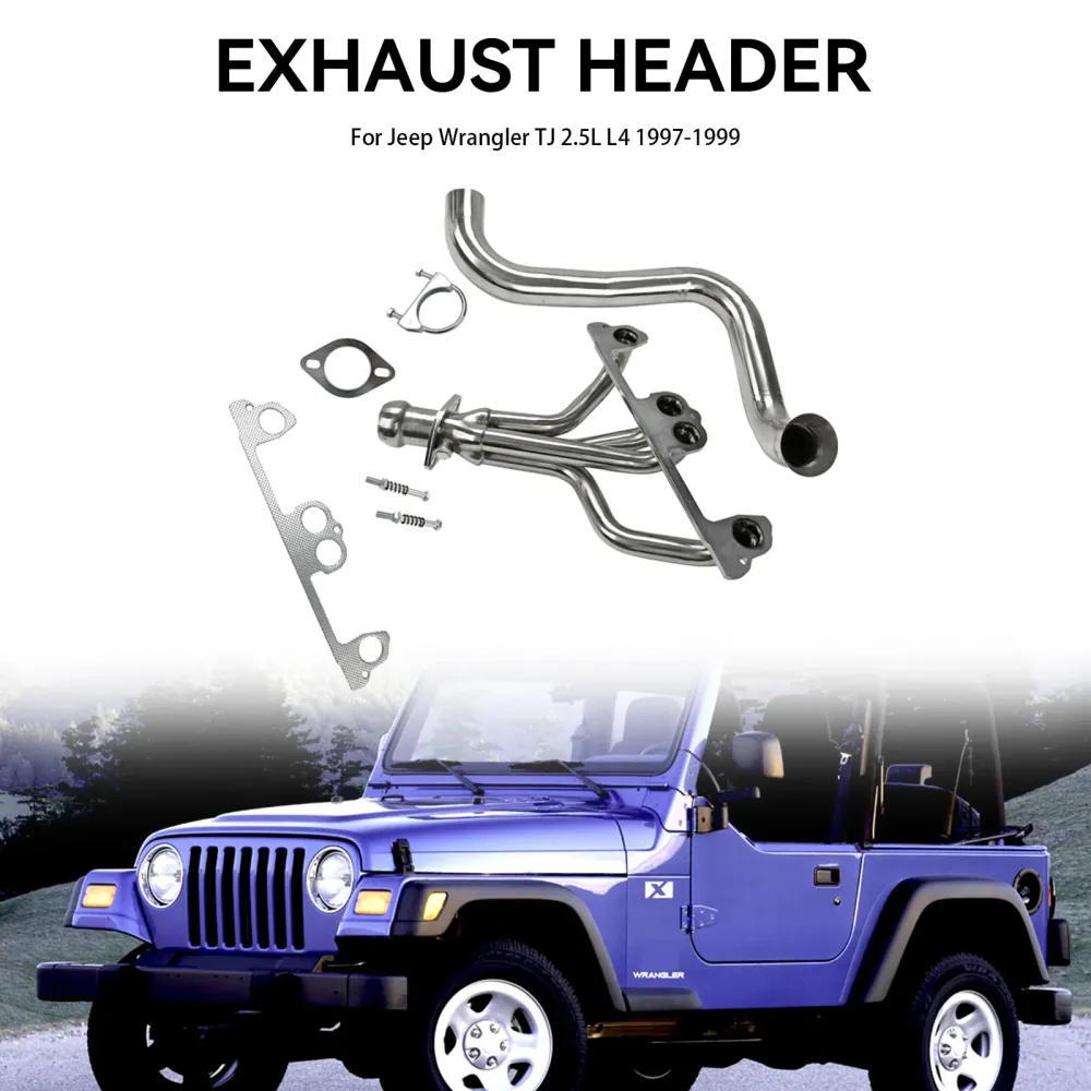 Rustfritt stål Manifold Header Fit Jeep Wrangler TJ 1997-1999 2.5L L4