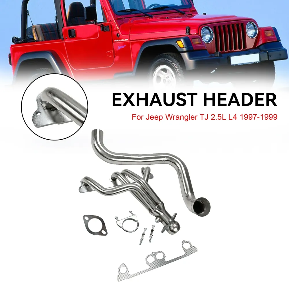 Rustfritt stål Manifold Header Fit Jeep Wrangler TJ 1997-1999 2.5L L4