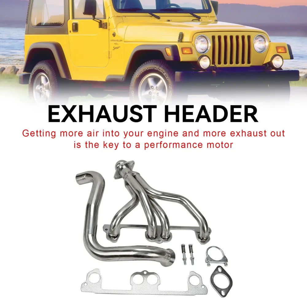 Rustfritt stål Manifold Header Fit Jeep Wrangler TJ 1997-1999 2.5L L4