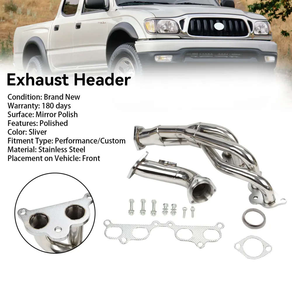 Rustfritt stål Manifold Header Fit Toyota Tacoma 2.4L 2.7L L4 1995-2001