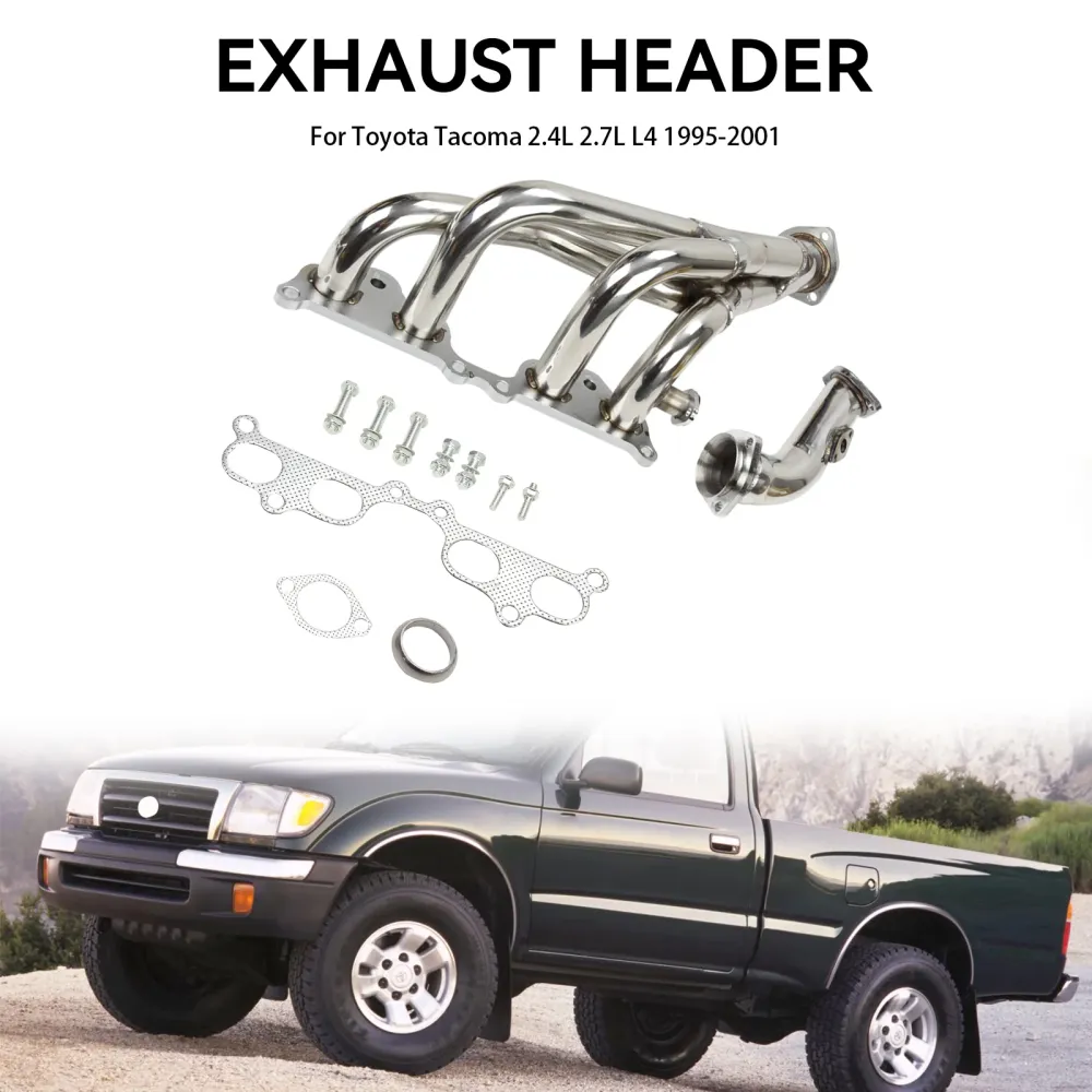 Rustfritt stål Manifold Header Fit Toyota Tacoma 2.4L 2.7L L4 1995-2001