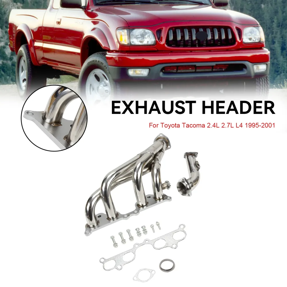 Rustfritt stål Manifold Header Fit Toyota Tacoma 2.4L 2.7L L4 1995-2001