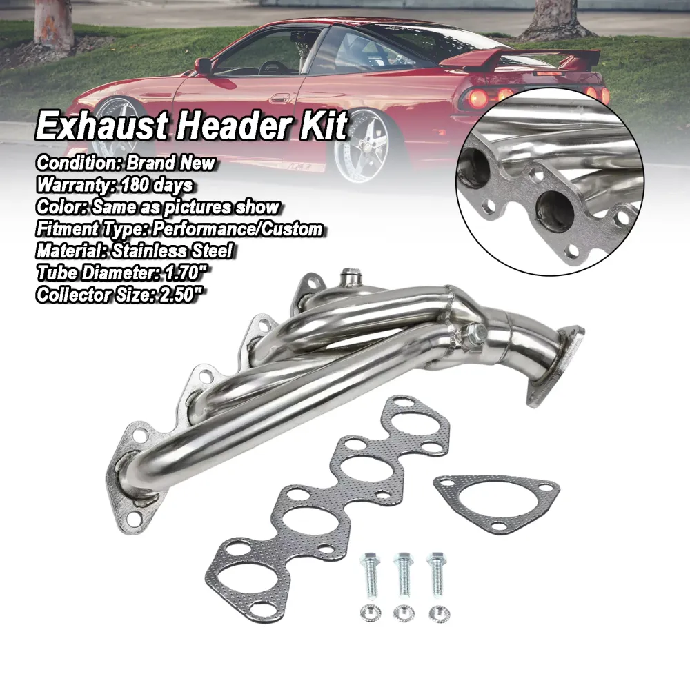 Rustfritt stålhodemanifold eksos Nissan 240SX S14 KA24DE 1995-1998