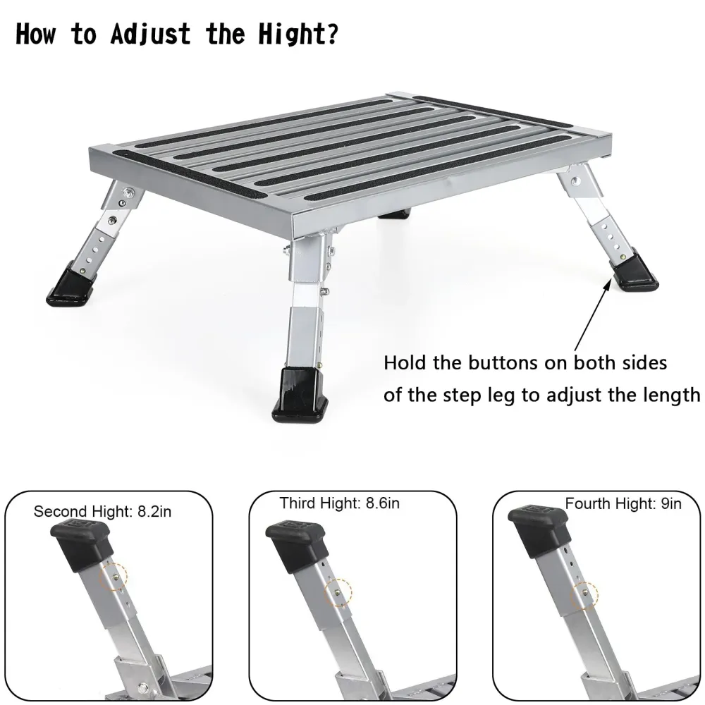 Sammenleggbar aluminiumsplattform RV trinn avføring trailer camper arbeidsstige bærbar