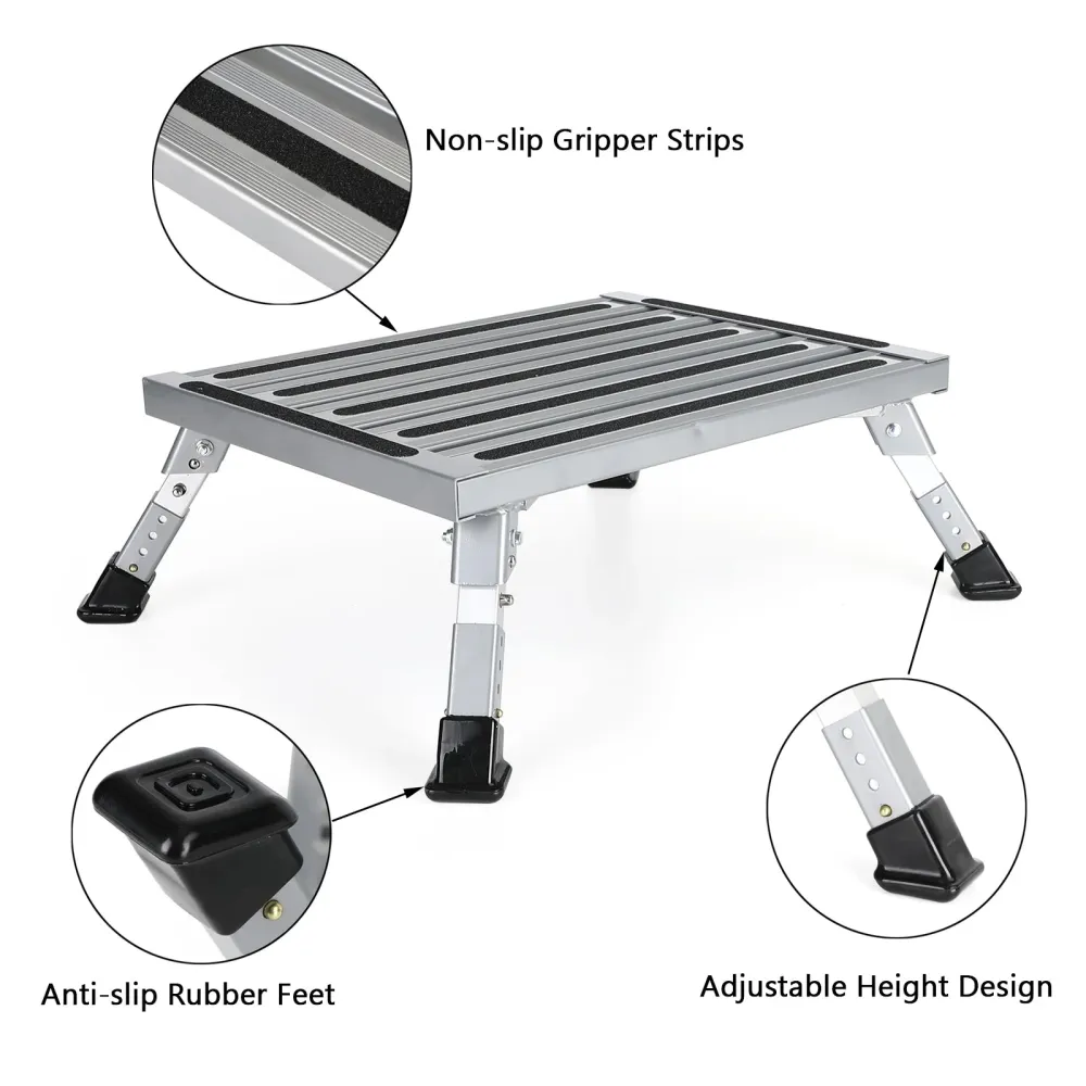 Sammenleggbar aluminiumsplattform RV trinn avføring trailer camper arbeidsstige bærbar