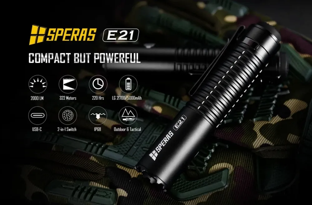 Speras E21 lommelykt i titanium legering