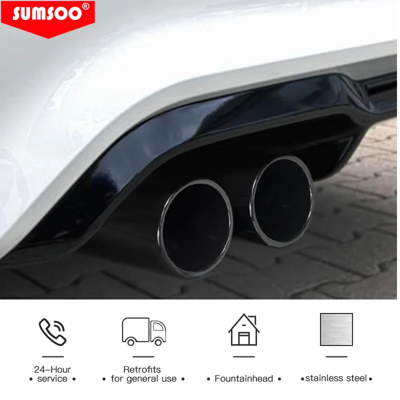 Stainless Steel Universal Double Rear Exhaust Tip, Dual Outlet Muffler