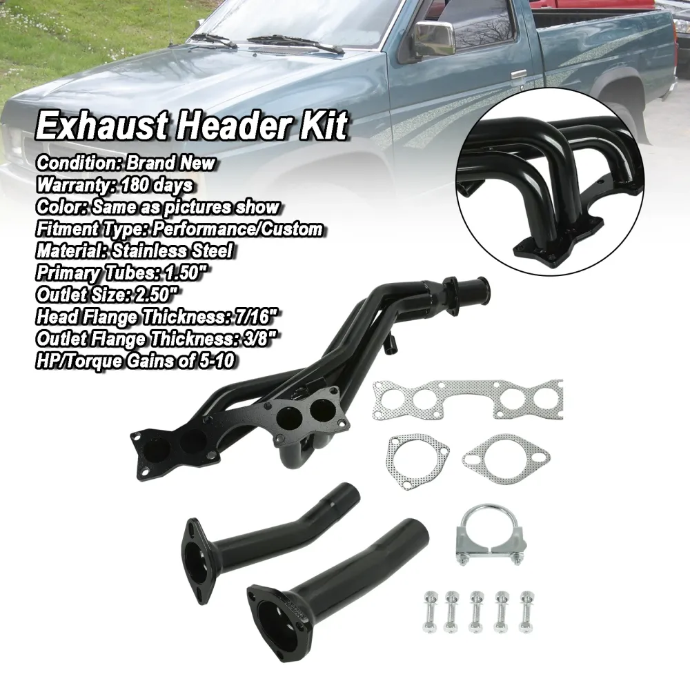 Steel Header Manifold eksospasning Nissan D21 Pickup 2.4L 1990-1995 Tri-y