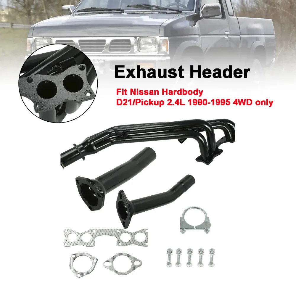 Steel Header Manifold eksospasning Nissan D21 Pickup 2.4L 1990-1995 Tri-y
