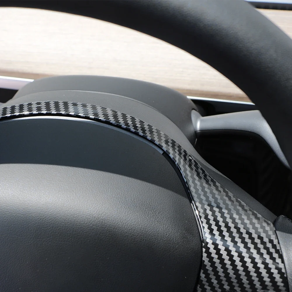 Steering Wheel Button Panel Trim Cover Tesla Model 3 and Model Y Carbon Fiber Finish