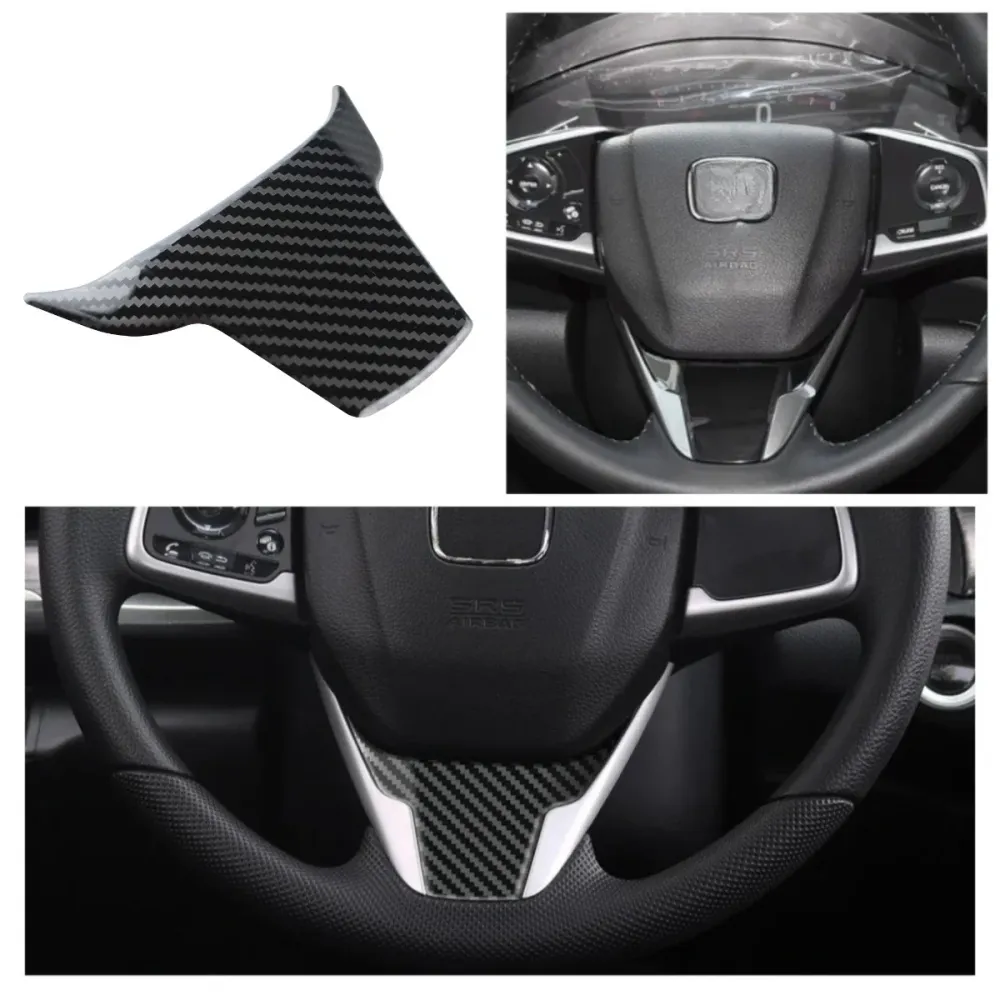 Steering Wheel Trim Cover Honda Civic CR-V, Stainless Steel Base Carbon Fiber Pattern