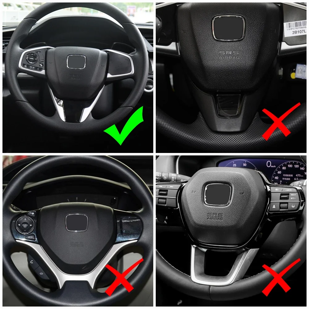 Steering Wheel Trim Cover Honda Civic CR-V, Stainless Steel Base Carbon Fiber Pattern