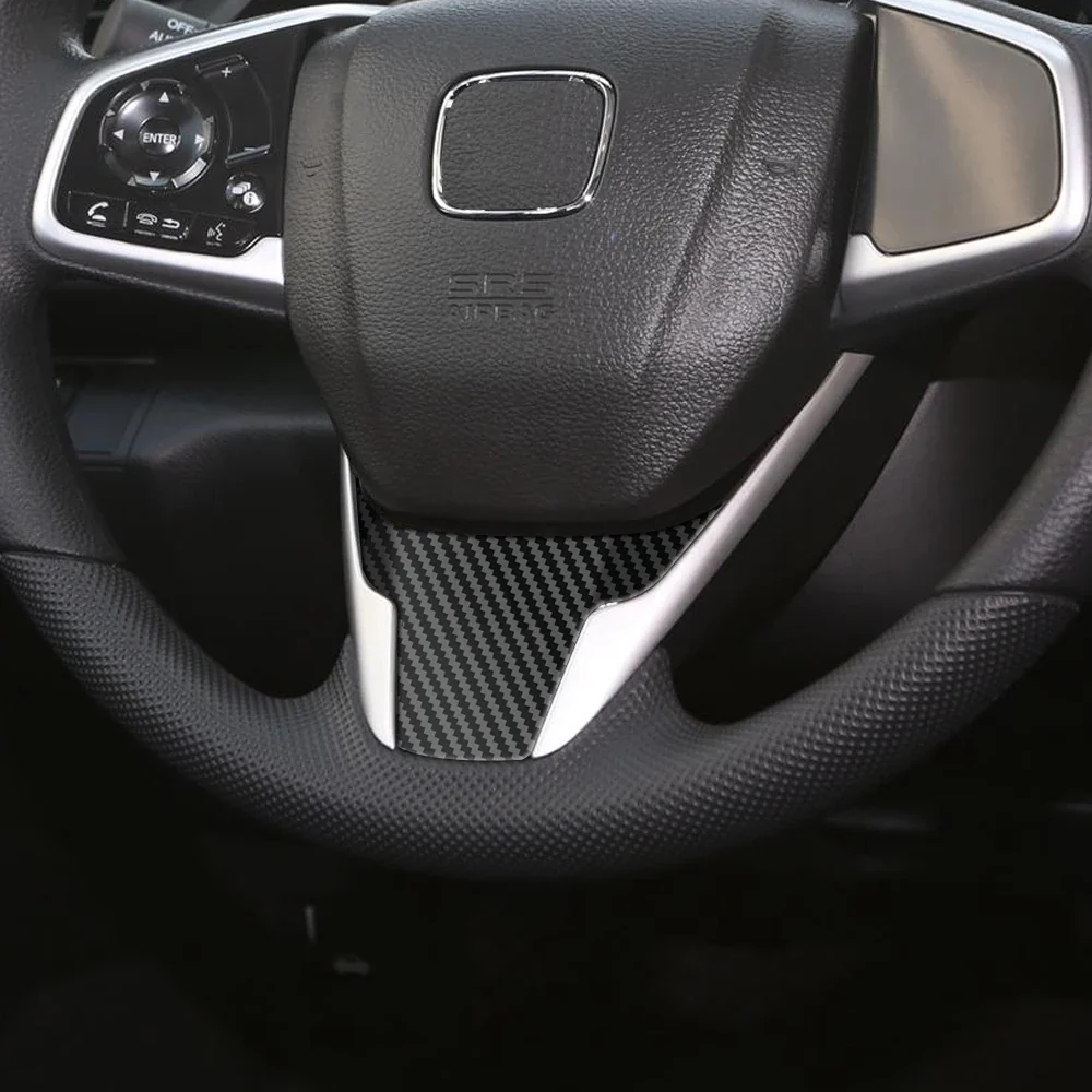 Steering Wheel Trim Cover Honda Civic CR-V, Stainless Steel Base Carbon Fiber Pattern