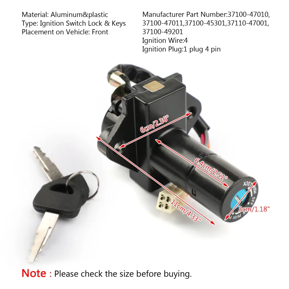 Suzuki GS550 GS 450/400/250 GS1000 GSX 1100 Ignition Switch Lock Keys 37100-47010 37100-47011 37100-45301 37110-47001 3710...