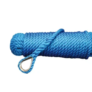 Talamex, Anchor line blå 10mm 20mt, 3-trådet, med rustfritt fingerbøl