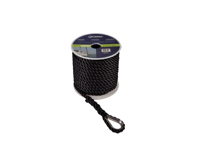 Talamex, Anchor line polyester 10 mm 20 m sort, 3-trådet