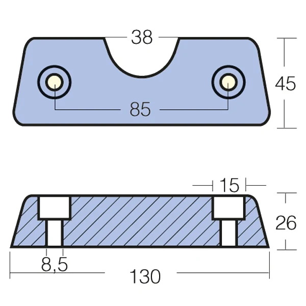 Tecnoseal, sinkanode Volvo DPX 130x45mm (872139)