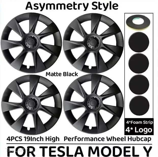 TESLA Y 19" HELDEKKENDE SPORTHJULKAPSLER - MATT SVART