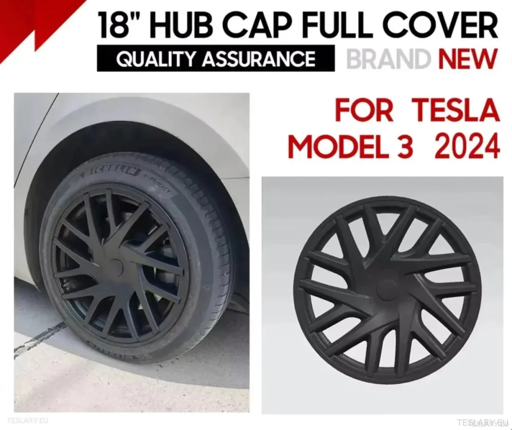 18" Tesla 3 Highland helfelg matt svart hjulkapsel