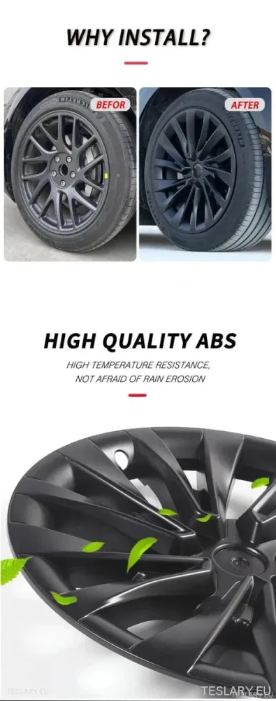18" Tesla 3 Highland helfelg sølvfargede hjulkapsler