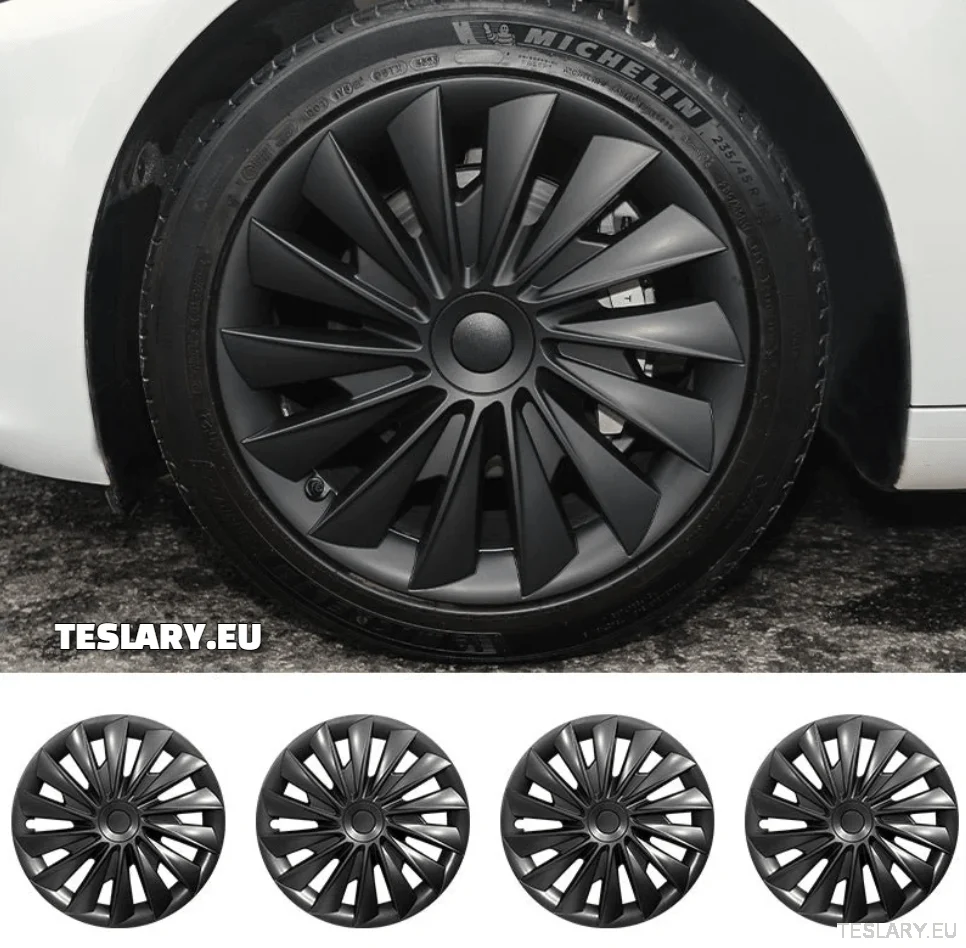 Tesla Model 3+ Highland 18" Hjulkapsler i bladstil – matt svart