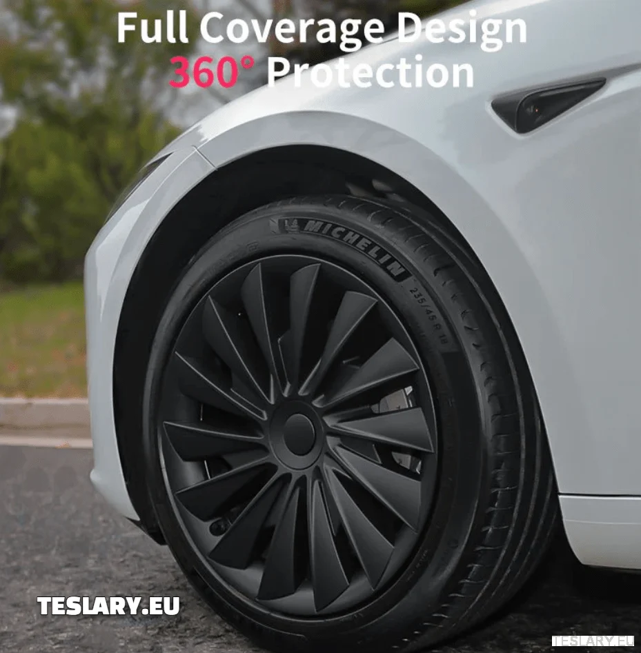 Tesla Model 3+ Highland 18" Hjulkapsler i bladstil – matt svart