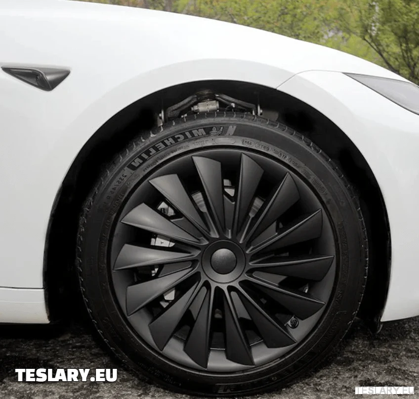 Tesla Model 3+ Highland 18" Hjulkapsler i bladstil – matt svart