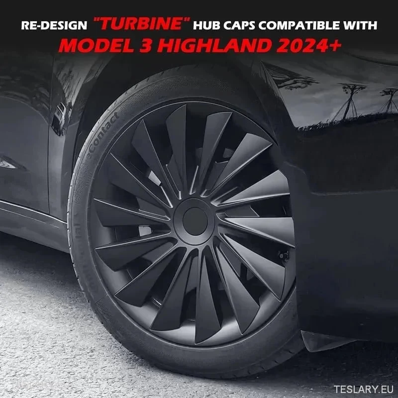 18" Tesla Model 3+ Highland Performance Induction Style Hjulkapsler – Mattsvarte
