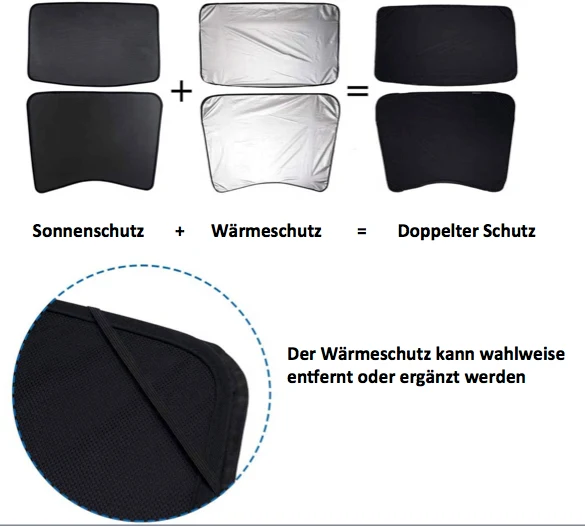 Tesla Model 3 Sun Shade Elements 4-delt sett - KUN amerikansk produksjon 2021