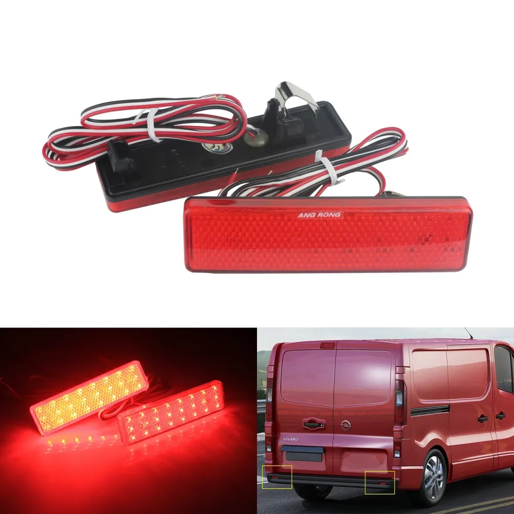Two Red LED Rear Bumper Reflector Lights Opel/Vauxhall Vivaro, Movano , Renault Master, Trafic and Nissan Primastar