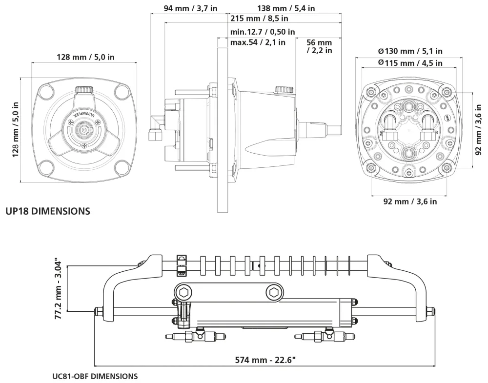 Ultraflex Hydraulisk styring komplett inntil 115 HK GoTech