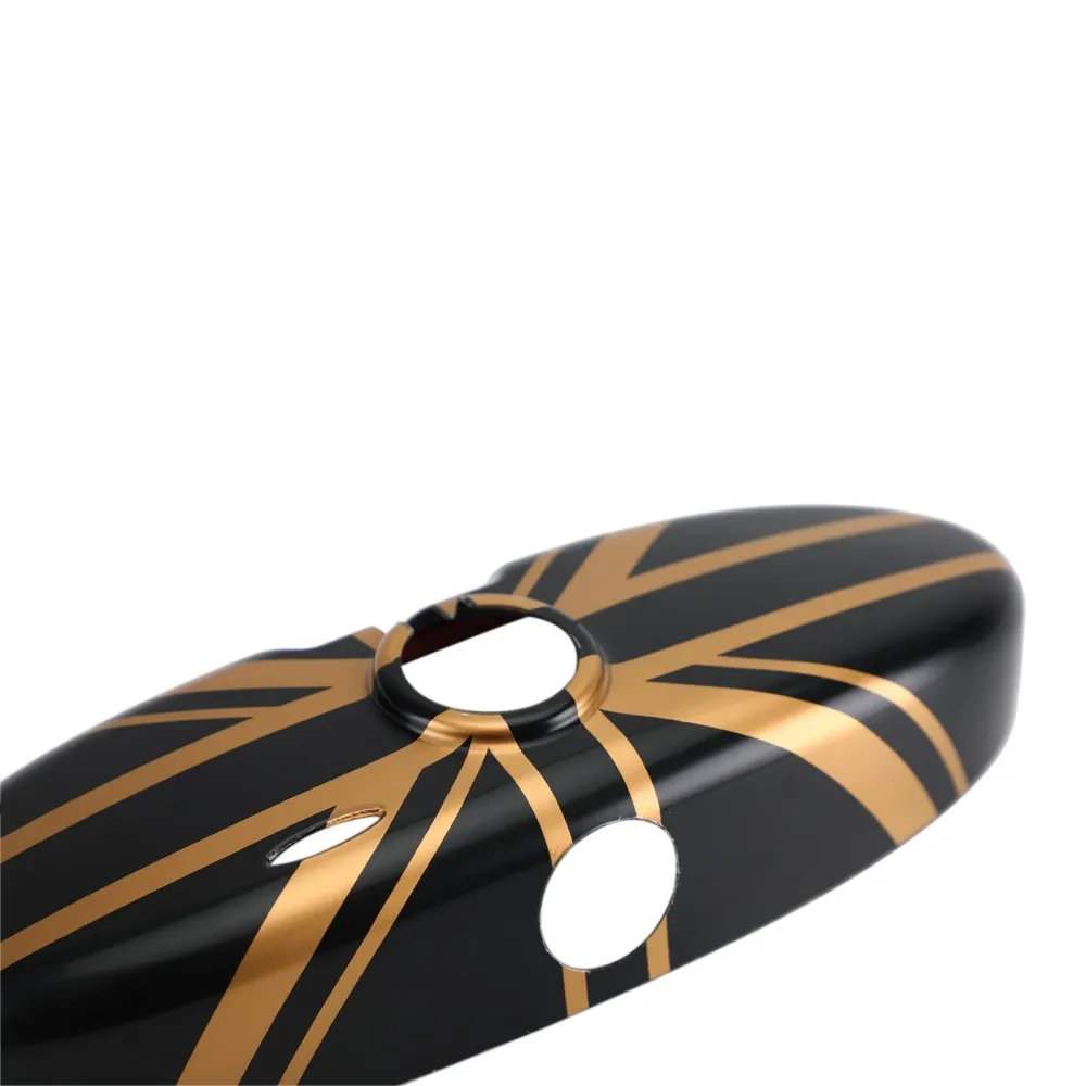Union Jack UK Flag Back View Mirror Cover Mini Cooper R55 R56 R57 Svart/gull