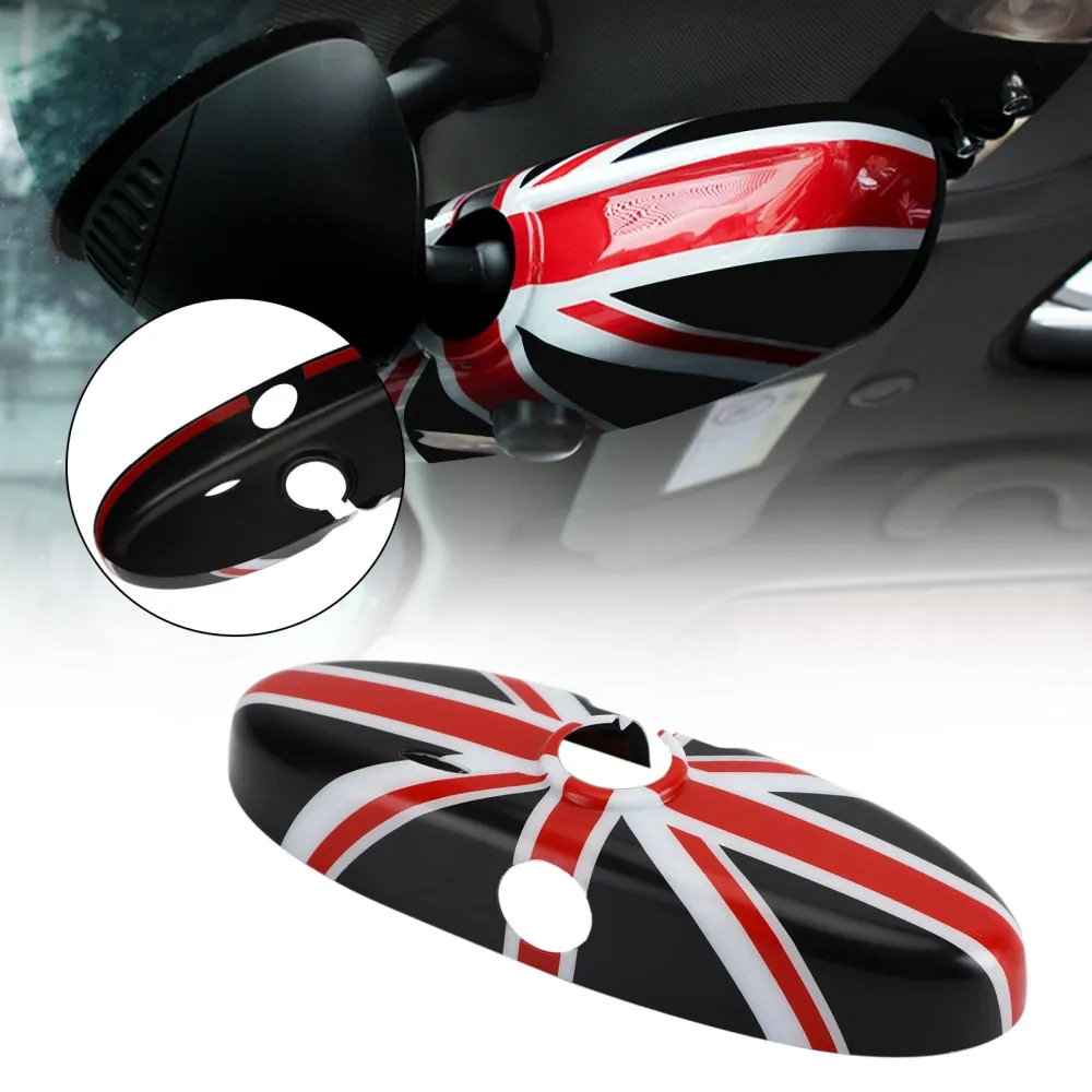 Union Jack UK Flag Back View Mirror Cover Mini Cooper R55 R56 R57 Svart/rødt