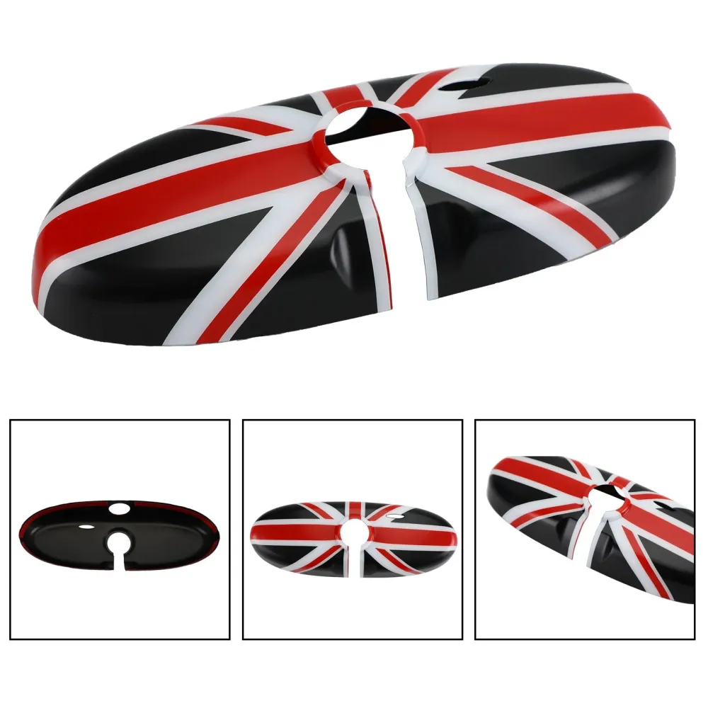 Union Jack UK Flag Back View Mirror Cover Mini Cooper R55 R56 R57 Svart/rødt