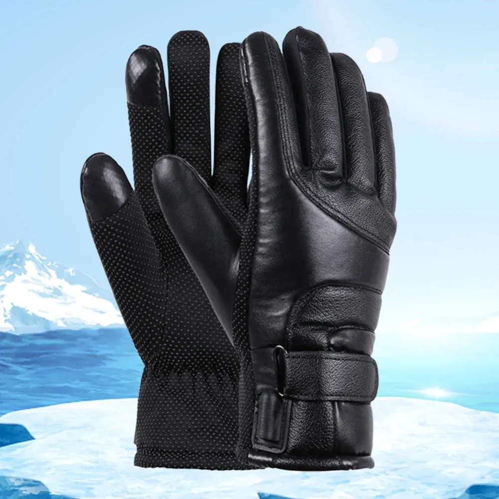 USB Heated Leather Gloves Waterproof Winter Hand Warmers