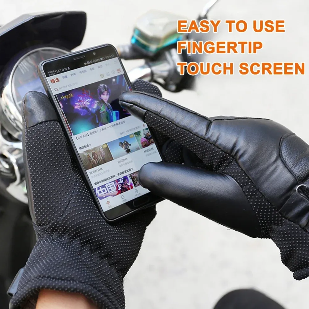 USB Heated Leather Gloves Waterproof Winter Hand Warmers