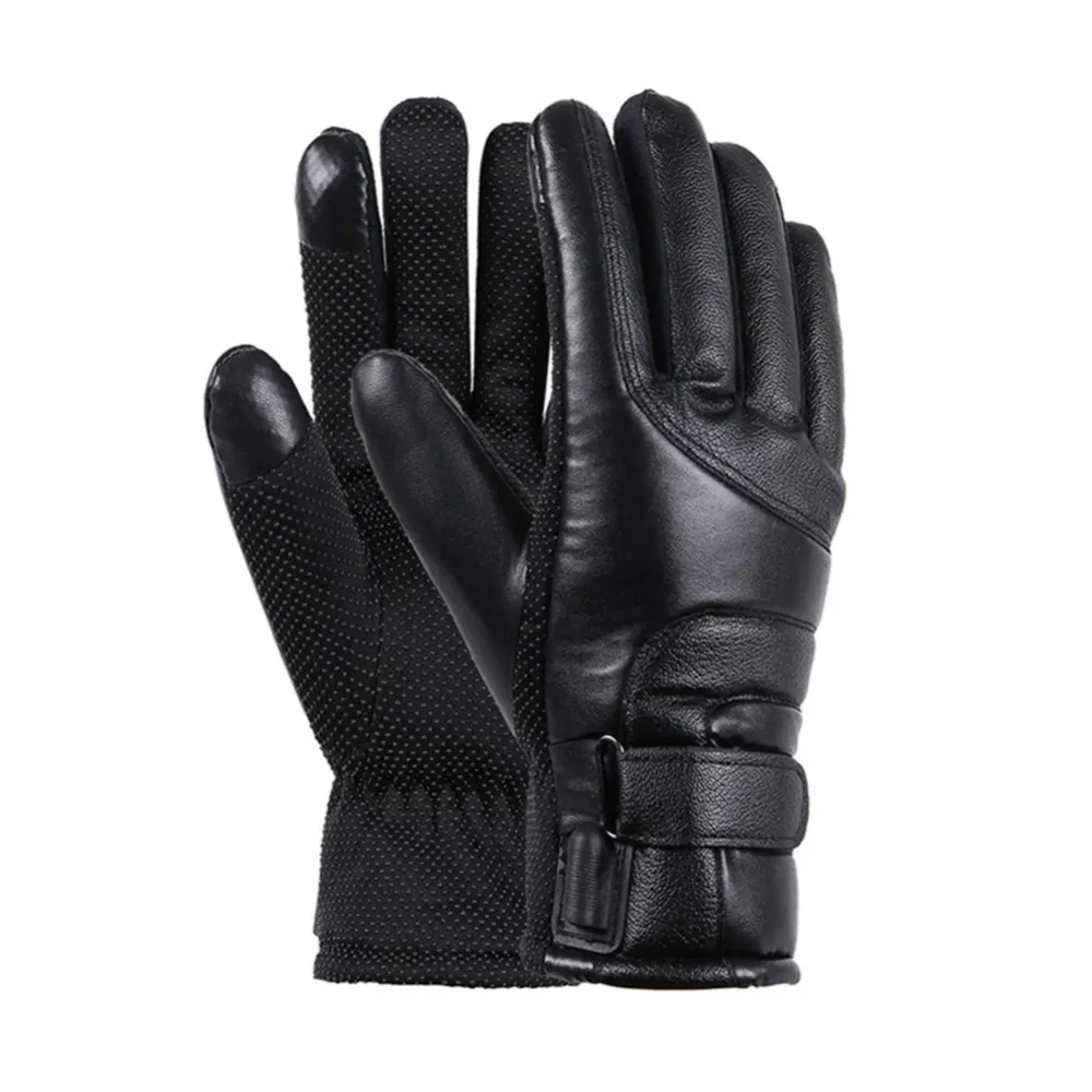 USB Heated Leather Gloves Waterproof Winter Hand Warmers