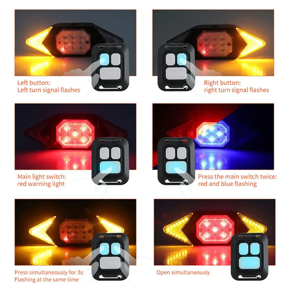 USB Rear Bicycle Tail Light Wireless Remote and Horn MTB Road
