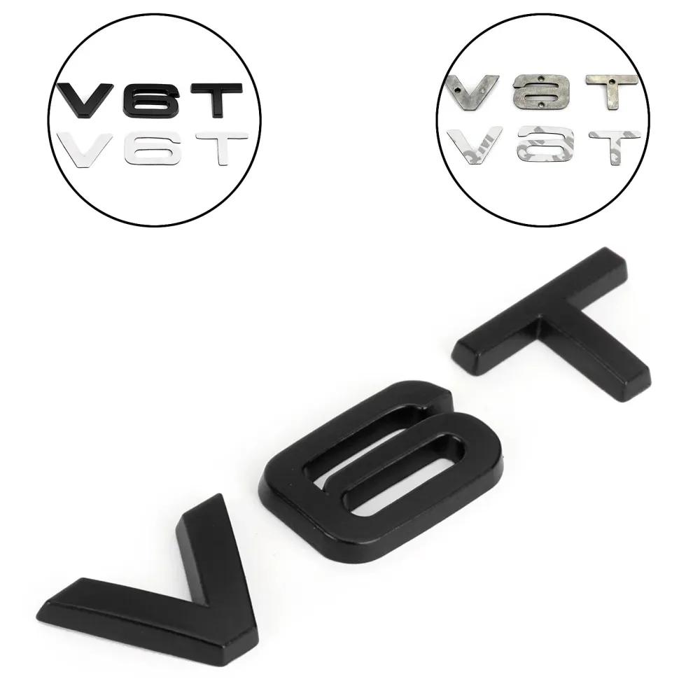 V6T Emblem Badge Fit Audi A1 A3 A4 A5 A6 A7 Q3 Q5 Q7 S6 S7 S8 S4 SQ5 Svart